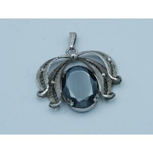 Vintage Sterling Co Sterling Silver Pendant Black Stone Filigree